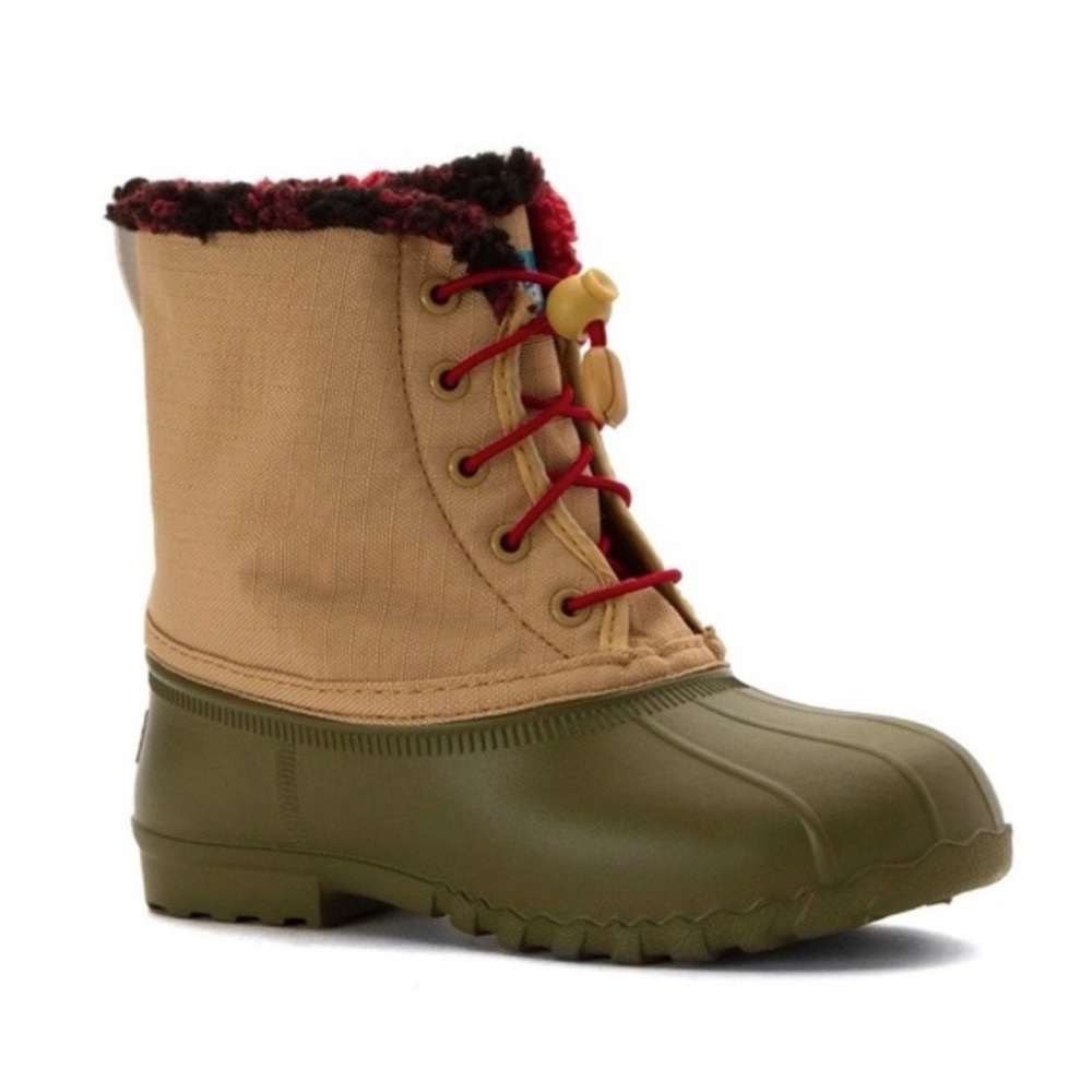 Native Tan & Olive Green Jimmy Rubber Duck Boots Kids Size 12